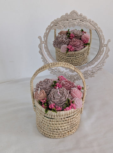Panier Jardin de Velours – Bouquet de Bougies Parfumées